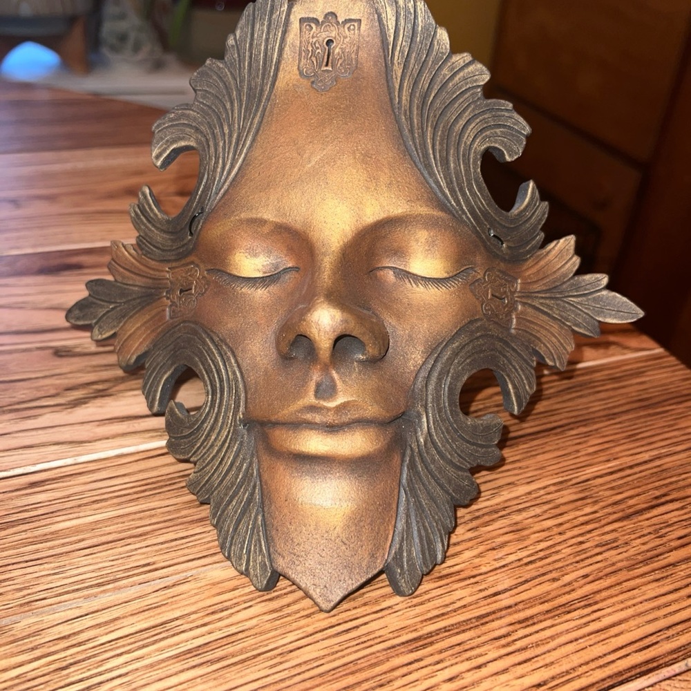 Decorative Bronze Tone Mask Wall Accent